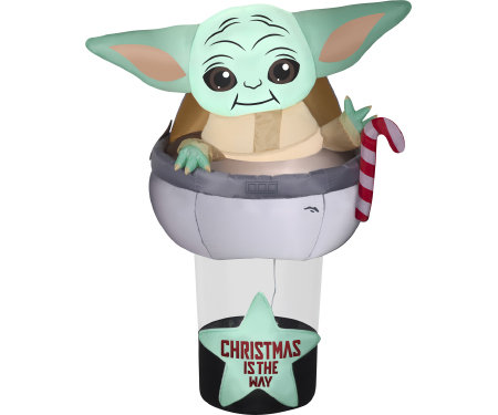 Gemmy 5' outlet Star Wars Yoda Holding Christmas Stocking Inflatable Yard Decor